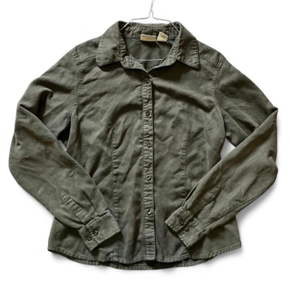 St. John's Bay Khaki Button-Down Shirt - Picture 2 of 6